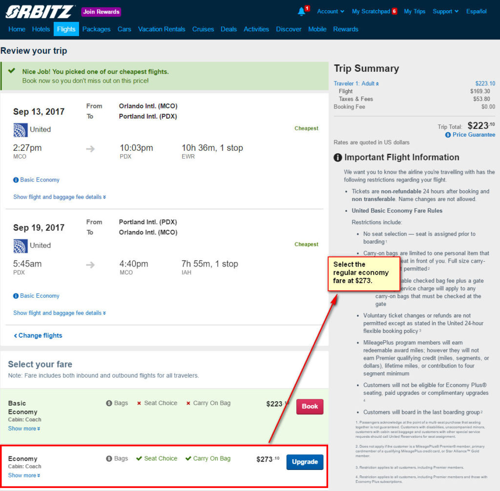 United – $273: Orlando – Portland, Oregon (and vice versa). Roundtrip