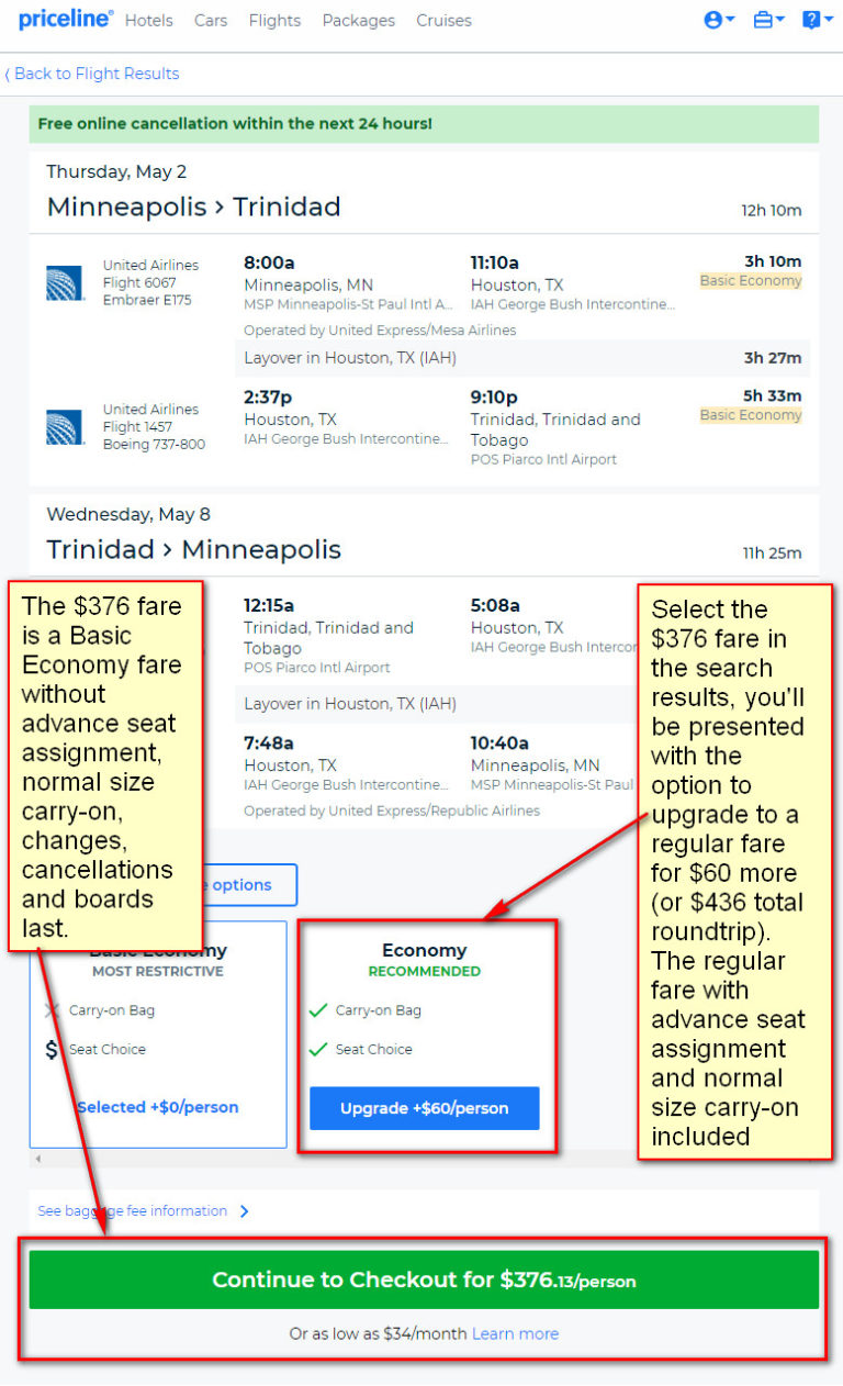 United – $436 (Regular Economy) / $376 (Basic Economy): Minneapolis